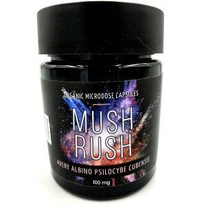 Avery Albino psilocybin capsules by Mush Rush – 100mg and 500mg doses for clarity and gentle visuals