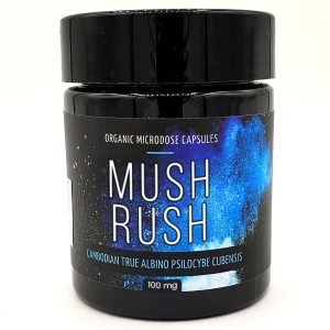 Cambodian Albino psilocybin capsules by Mush Rush – 100mg and 500mg doses for clarity, balance, and gentle visuals