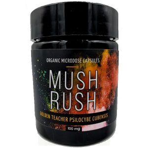 Golden Teacher psilocybin capsules by Mush Rush – microdosing and wellness supplement