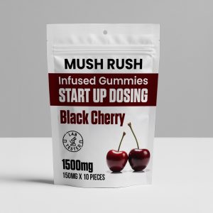 Black Cherry Gummies 1500mg Psilocybin Extract by Mush Rush – 10 gummies at 150mg each