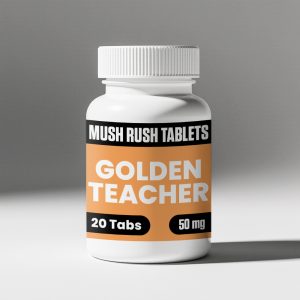 Golden Teacher psilocybin tablets by Mush Rush – 50mg, 100mg, and 500mg precision-dosed strengths