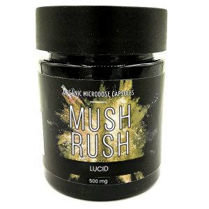 Lucid 500mg psilocybin capsule by Mush Rush – threshold microdose for visual clarity and emotional access, ships to USA